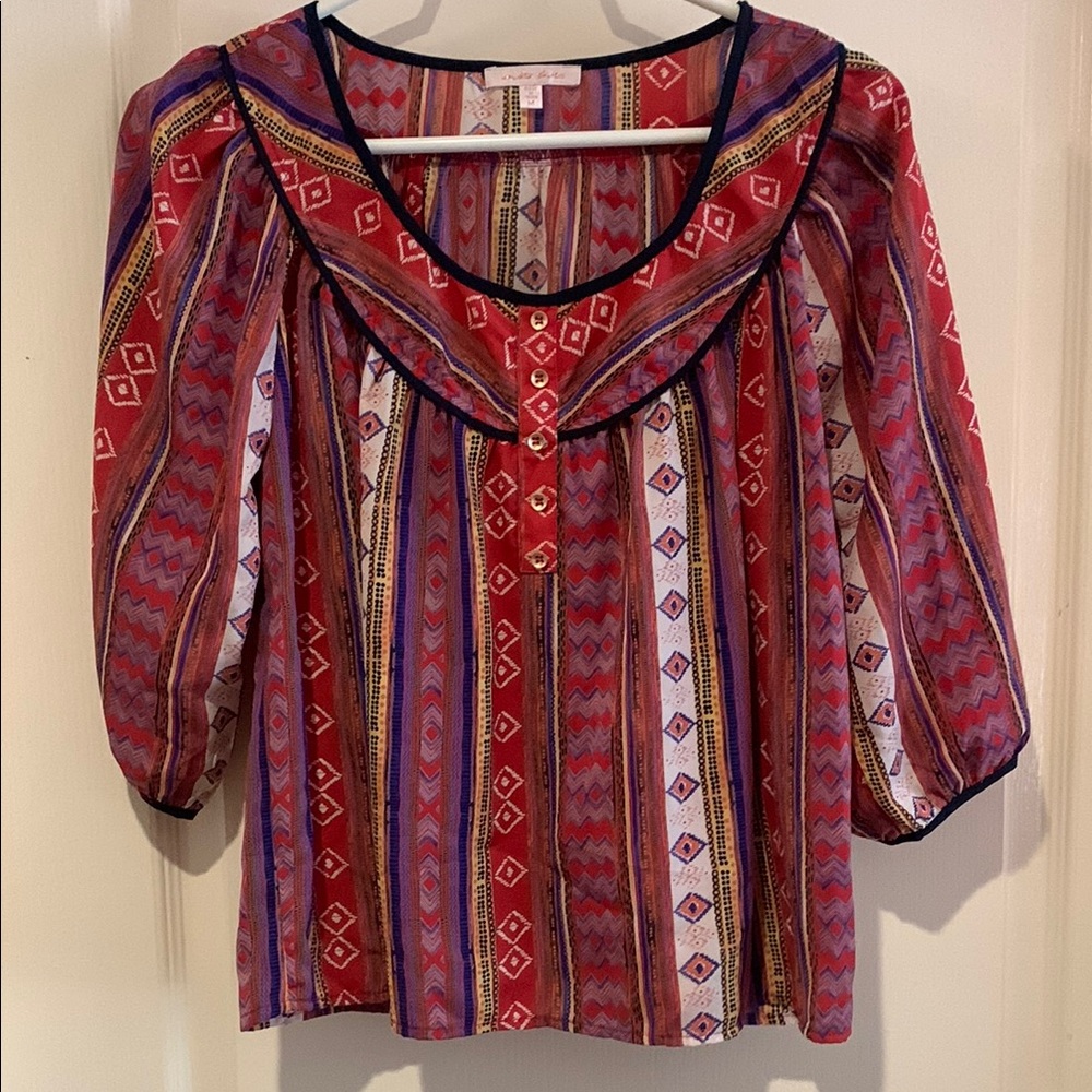 Women's Red Patterned BoHo top